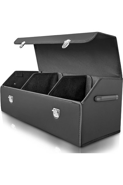 Generic Large Car Trunk Organizer with Lid منظمات للسياره, Leather Foldable C...
