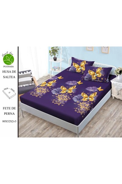 Pucioasa Cearșaf din material Finet cu elastic + 2 fațe de pernă 180x200 - HG105