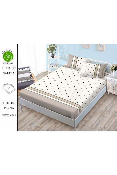 Pucioasa Cuvertură de pat FINET CU ELASTIC, cu buline albe și negre, 180x200 ...