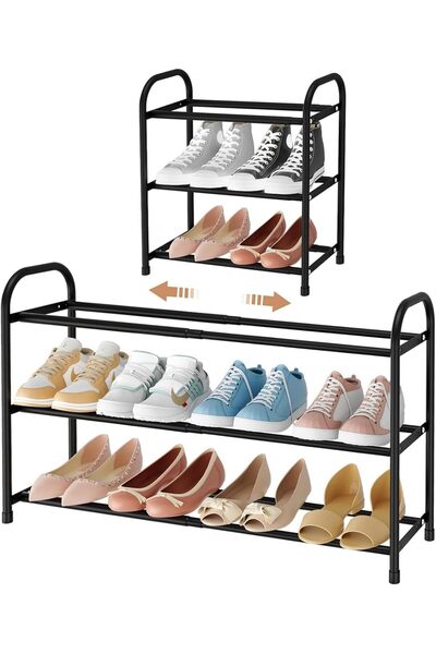 Generic CCJJ-KSA Expandable Shoe Rack for Closet, 18"-32" Metal Shoe Shelf fo...