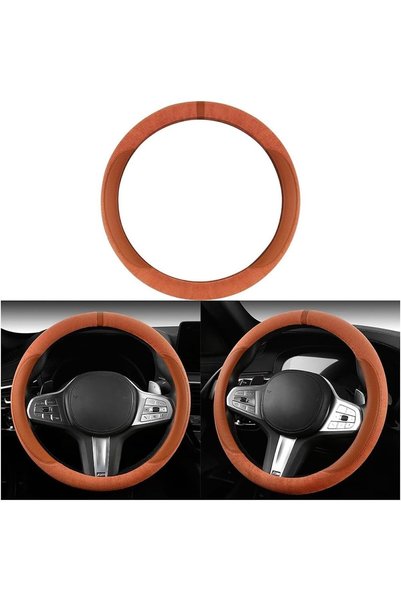 Generic Orange Suede Steering Wheel Cover, Anti-Slip Car Steering Wheel Prote...