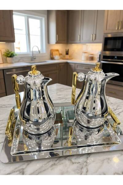 Rwafd Rema Tramess silver on gold 1 liter tea and coffee set