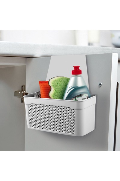 CATIANO Cos Organizator Suspendabil din Plastic Alb pentru Dulap 24x13x24cm