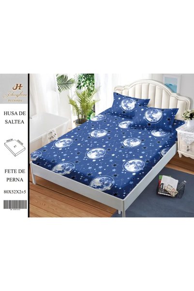 Pucioasa Cearșaf din material Finet cu elastic + 2 fațe de pernă 180x200 - HG286