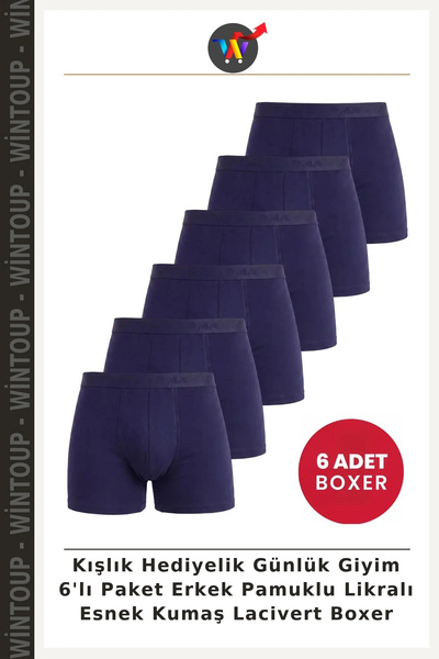 Wintoup Winter Gift Set: 6-Pack of Men's Cotton-Stretch Fabric Boxer Shorts i...