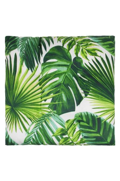 SHOPIENS Perna alba cu model frunze tropicale verzi pentru scaun 42x42 cm Sho...