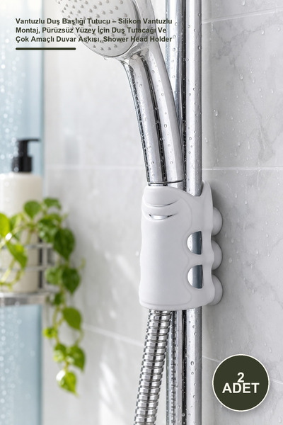 Yenilig 2 Adet Vantuzlu Duş Başlığı Tutucu – Silikon Vantuzlu Montaj, Pürüzsüz Yüzey İçin Duş Tutacağı Ve Çok Amaçlı Duvar Askısı, Shower Head Holder