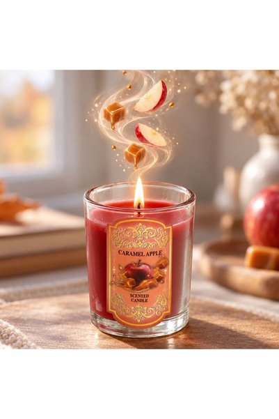 SHOPIENS Lumanare parfumata bordo cu aroma de mar si caramel in pahar diametr...