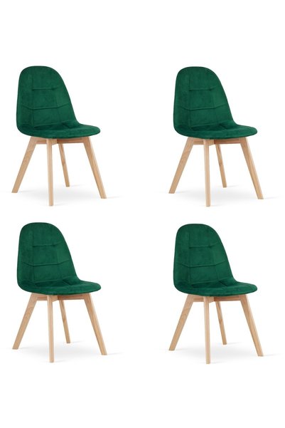 Oskar Scaun de sufragerie BORA catifea, verde închis, set de 4