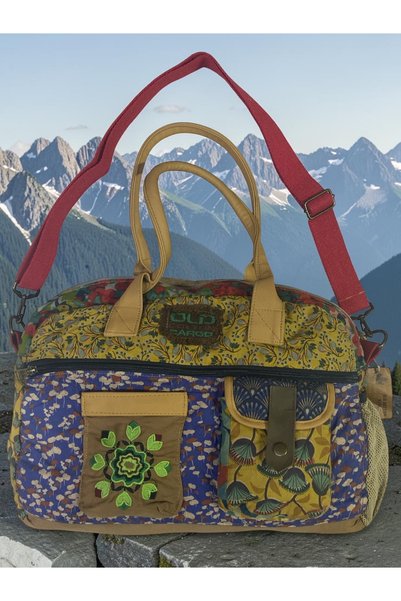 Old Cotton Vintage Casual Design Multi-Colored Travel Travel Shoulder Handbag...