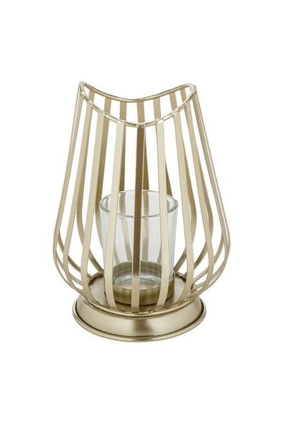SHOPIENS Suport decorativ de Craciun metalic oval auriu cu pahar pt. lumanare...