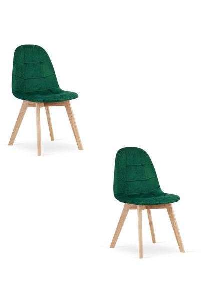 Oskar Scaun de sufragerie BORA cu catifea, verde închis, set de 2
