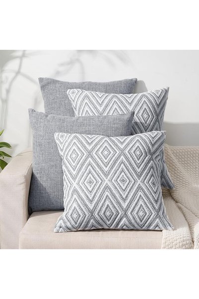 Generic Decorative Throw Pillow Covers Set of 4 Geometric Design Linen Cushio...