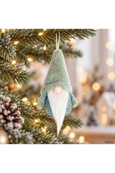 OEM Ornament de Brad Gnome Verde Menta din Material Catifelat si Blana Artifi...