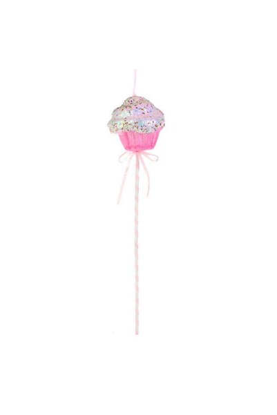 SHOPIENS Ornament Brad Craciun Stick Cupcake Candy Spuma Glitter Roz Paiete 5...