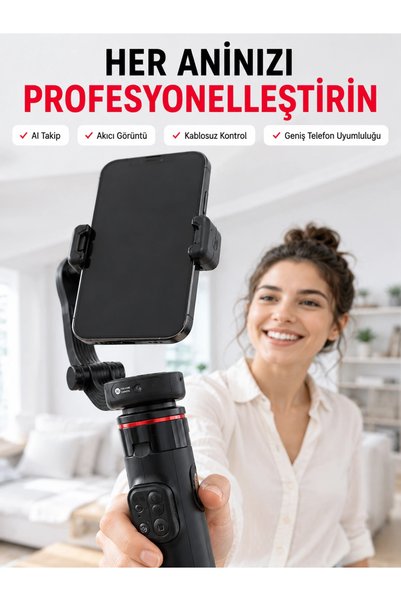 plentiful Plentiful 360° AI Smart Tracking Selfie Stick Gimbal Stabilizer wit...