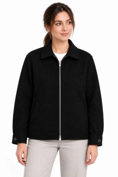 Şeker Portakalım Solid-Color Cashmere Shirt-Collar Reversible Zipper Jacket -...