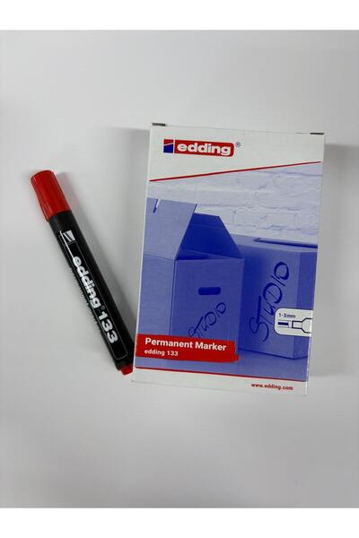 Edding قلم ماركر أحمر ذو طرف مقطوع، علبة 133 (10 قطع)