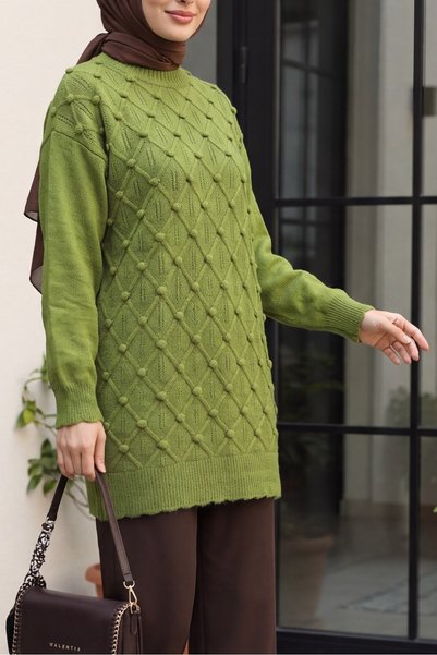 Modamorfo Tunică din tricot lejer, în carouri, cu decolteu rotund la baza gât...