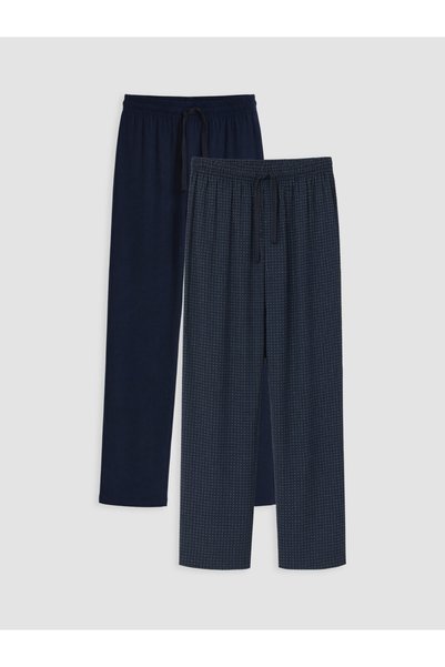 LC Waikiki Vision New Season Navy Blue Regular Fit Men's Pajama Bottoms, 2-Pack