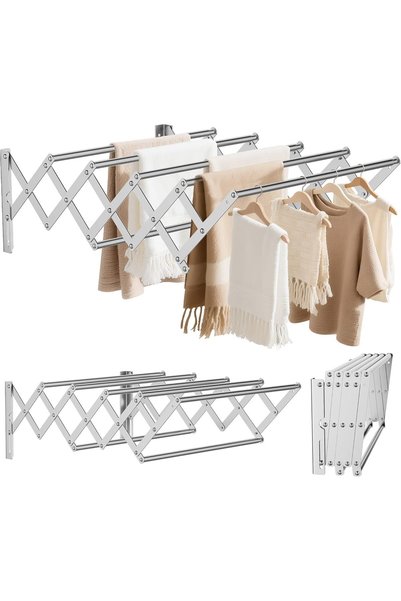 Generic Wall Mounted Drying Rack,Foldable Wall Mount Laundry,Retractable Hang...
