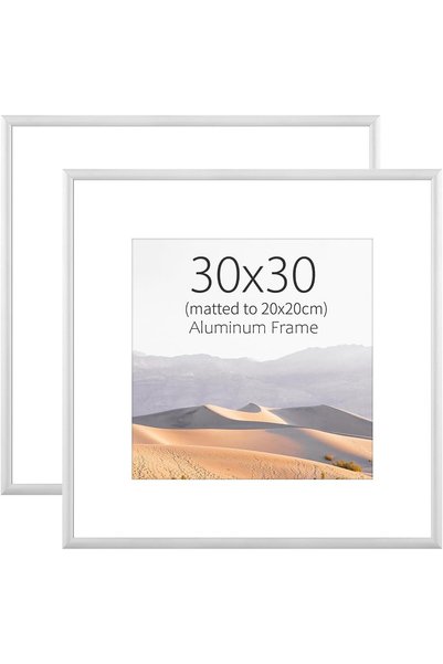 Generic مجموعة إطارات صور مقاس 30×30 سم، من الألومنيوم الفضي والبليكسيجلاس، ع...