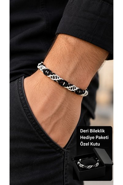 HER ŞEY NOTA www.herseynota.com Nevorin Alvena Black and White Knit Yarn Men'...