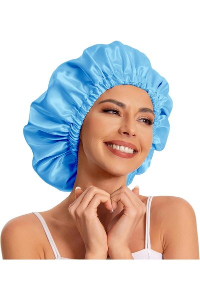 Generic Silk Sleep Bonnet with Double Layer Floral Satin Bonnet for Women, Se...