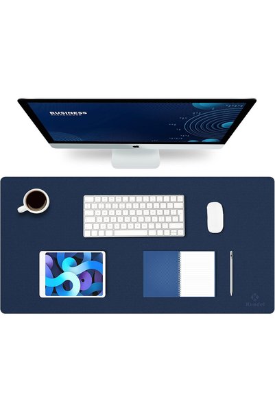 Generic Large Office Desk Mat, Leather Mouse Pad (40x80cm, Dark Blue)