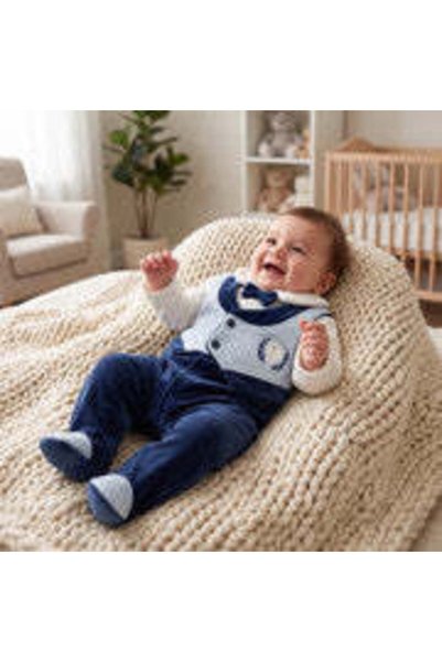Mothersworld.sa Kachoura Baby Gentleman Winter Romper with Vest (323) - Navy
