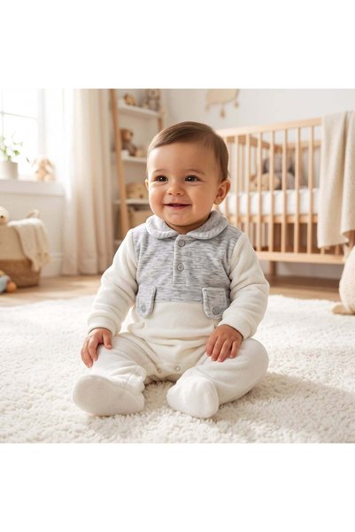 Mothersworld.sa Nehad Baby Plush Winter Romper with Collar (10960) - Grey