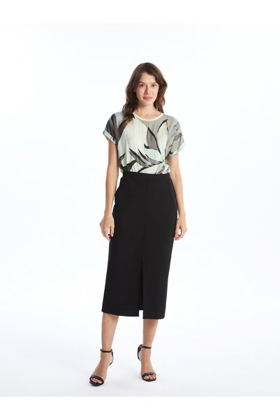LC Waikiki TWO MT SHOP QUALITY LCWAIKIKI Classic Black Solid Midi Skirt for W...