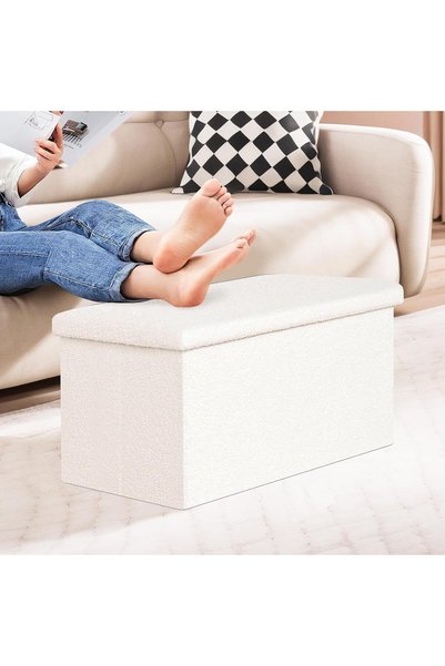 Generic Ottoman with Storage for Living Room, Sherpa Folding Storage Ottoman ...