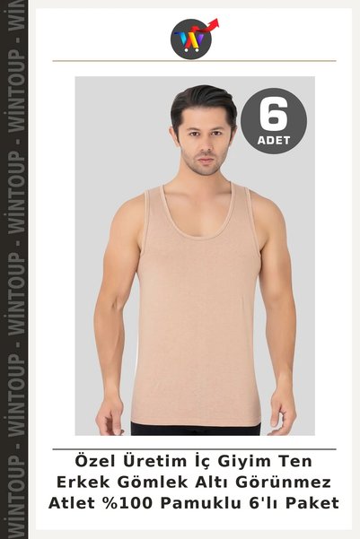 Wintoup Custom-Made Underwear: Men's Invisible Tank Top, 100% Cotton, 6-Pack