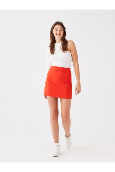 LC Waikiki TWO MT SHOP QUALITY LCW Vision Orange Tweed Solid Mini Skirt for W...