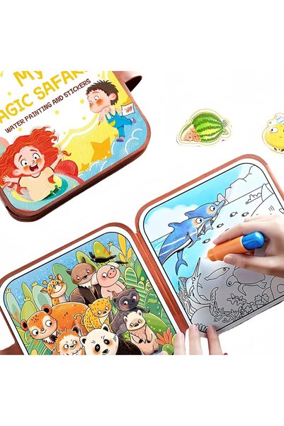 Generic Water Coloring Book with Stickers, Reusable Painting Pad for Toddlers...