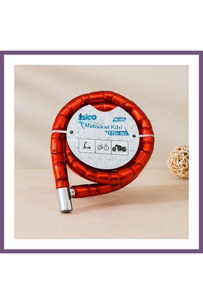 Bezos Tüp Anahtarlı Çelik Spiral Kilit 22mm x 150cm (Kırmızı) BYSNOVA