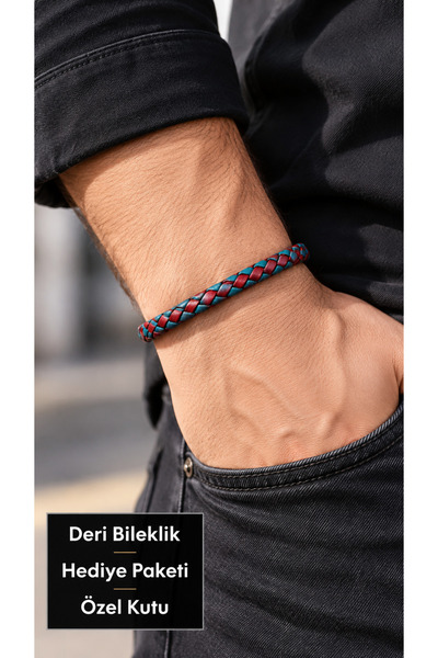 HER ŞEY NOTA www.herseynota.com Marivon Koralis Turquoise and Red Leather Men...