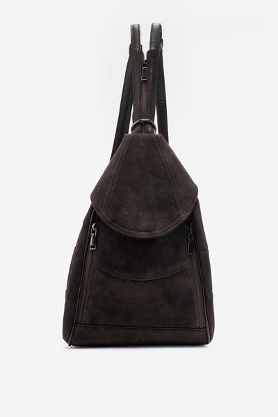 Dericlub 2056 Genuine Leather Women's Crossbody Bag, Suede Brown