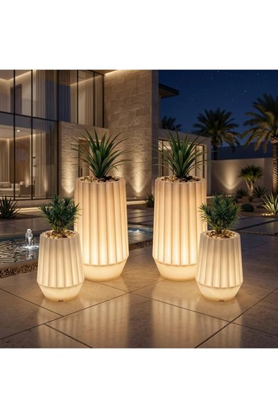 MYASEM STORE طقم أحواض زرع بلوم مضيء LED – 4 قطع