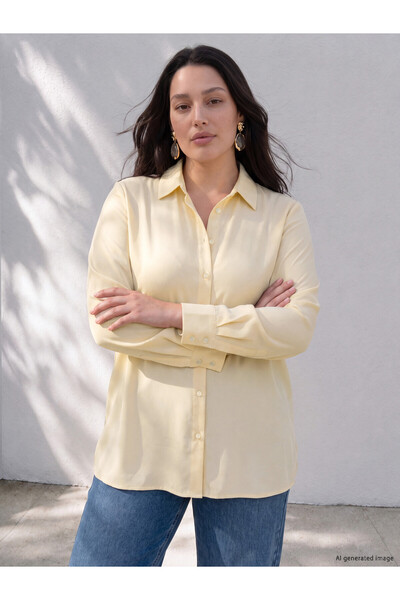 LC Waikiki TWO MT SHOP QUALITY LCW Curve Ecru Plus-Size Women's Shirt