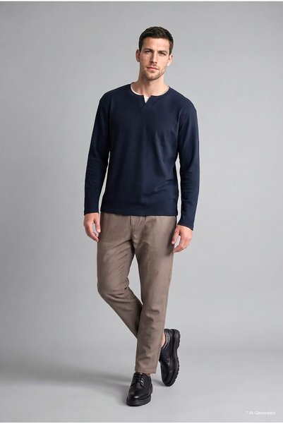 DeFacto Φούτερ Regular Fit με στρογγυλή λαιμόκοψη, μοτίβο «waffle», basic, μπ...