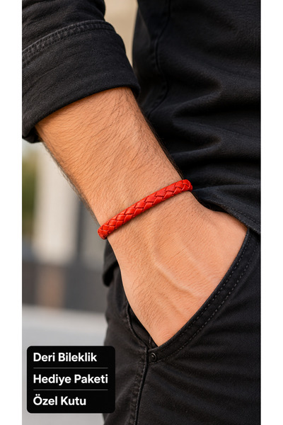 HER ŞEY NOTA www.herseynota.com Flarevia Corvion Bright Red Leather Men's Bra...