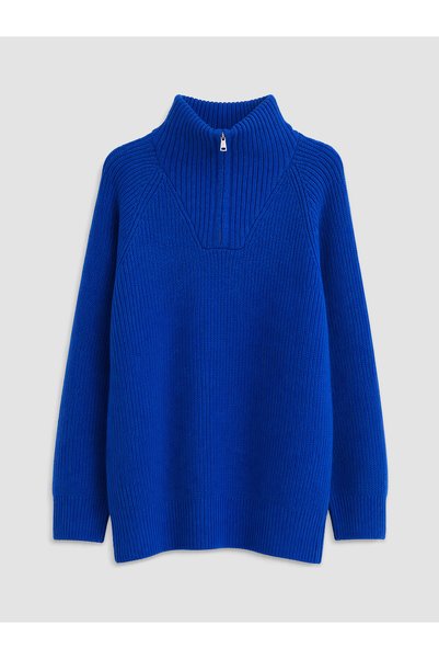 LC Waikiki TWO MT SHOP QUALITY LCW Modest Blue Knit Mock Neck Women's Tunic