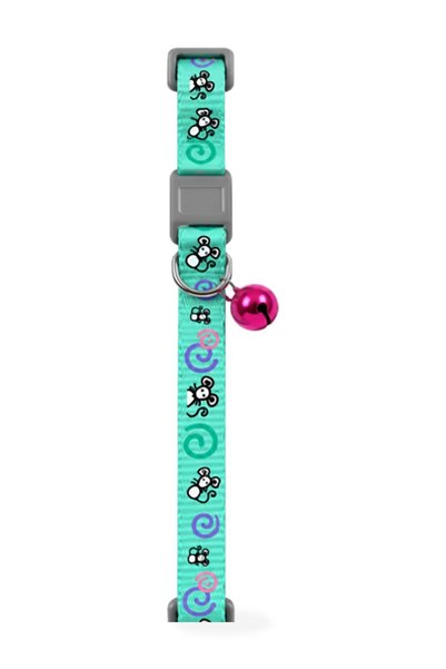 Generic Brand Cat Collar with Bell Bee Print - Turquoise, 10 mm x 30 cm