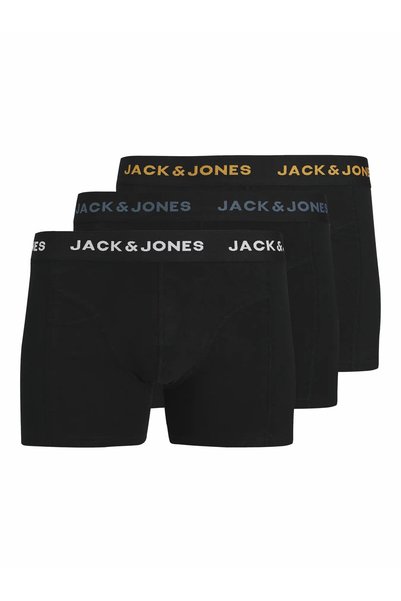 Jack & Jones Men's Black 1 Jacconor Solid Trunks, 3-Pack, Noos Boxer