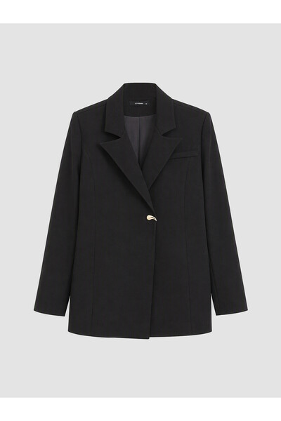 LC Waikiki LCW Curve Black Straight-Cut Loose & Oversized Women's Blazer Jack...