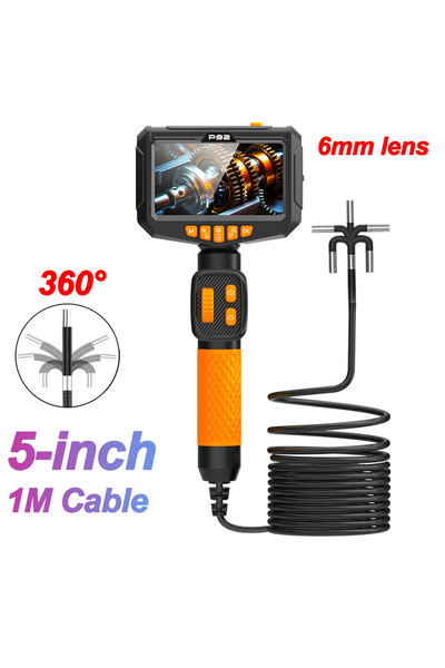 Choice No plug 1M 5inch Screen 360°Industrial Endoscope Inspection Camera IPX...