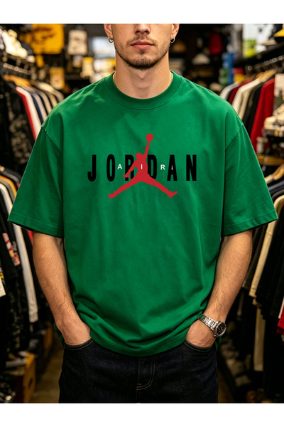Arabest 100% Cotton T-Shirt Green Jordan logo Print