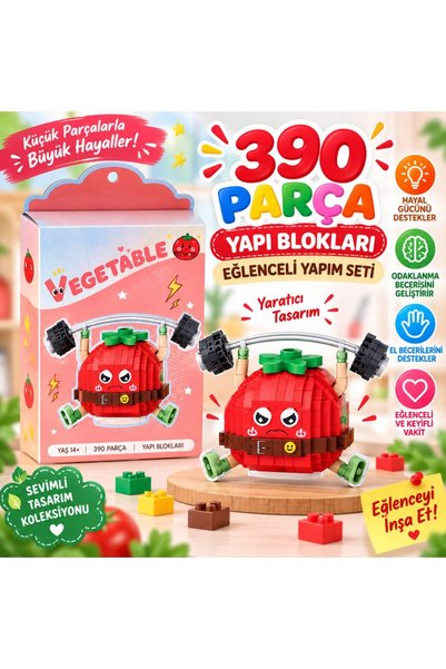 Bezos LZ-8860 Weightlifting Tomato, 390-Piece Building Block Set BZELDR05